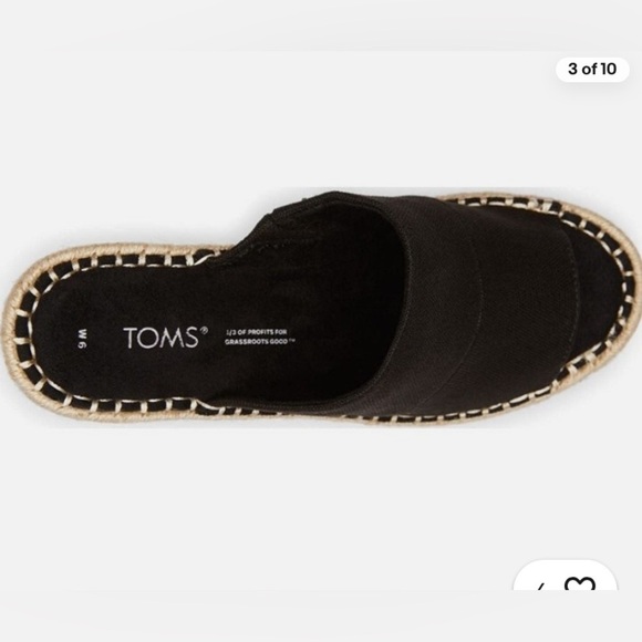 TOMS Monica Mule Espadrille Wedge Platform Sandals Black Size 9.5 - Picture 3 of 14